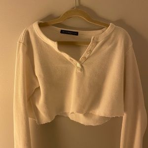 white cropped brandy melville button up